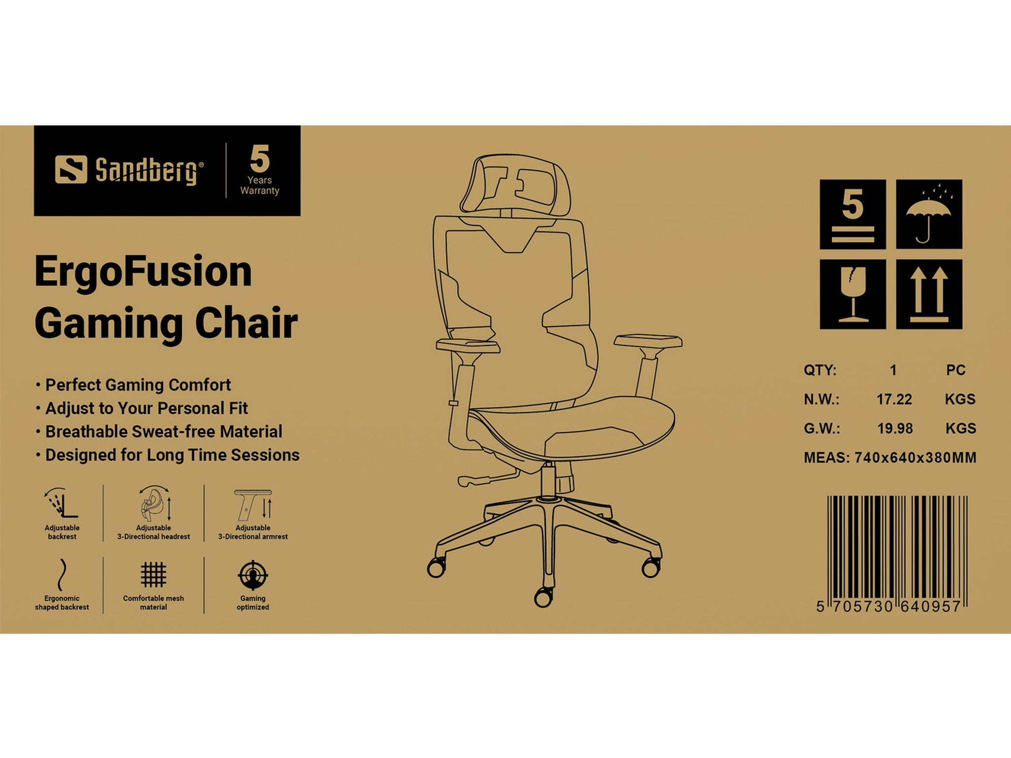 EAN 5705730640957 - Sandberg 640-95 silla para videojuegos Silla para videojuegos universal Asiento de malla Negro imagen 9