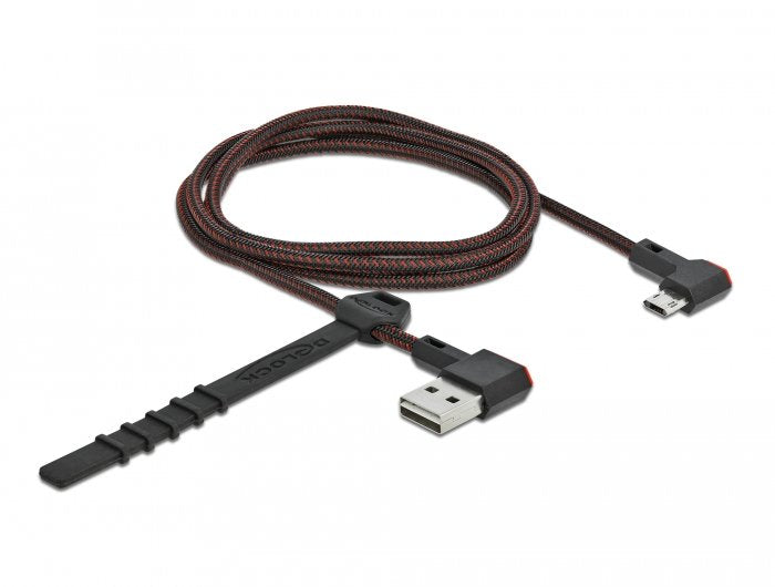 Delock Easy-Usb 2.0 Cable Typ-A Stecker Zu Easy-Usb Typ Micro-B Stecker Gewinkelt Links   Rechts 1 M Schwarz