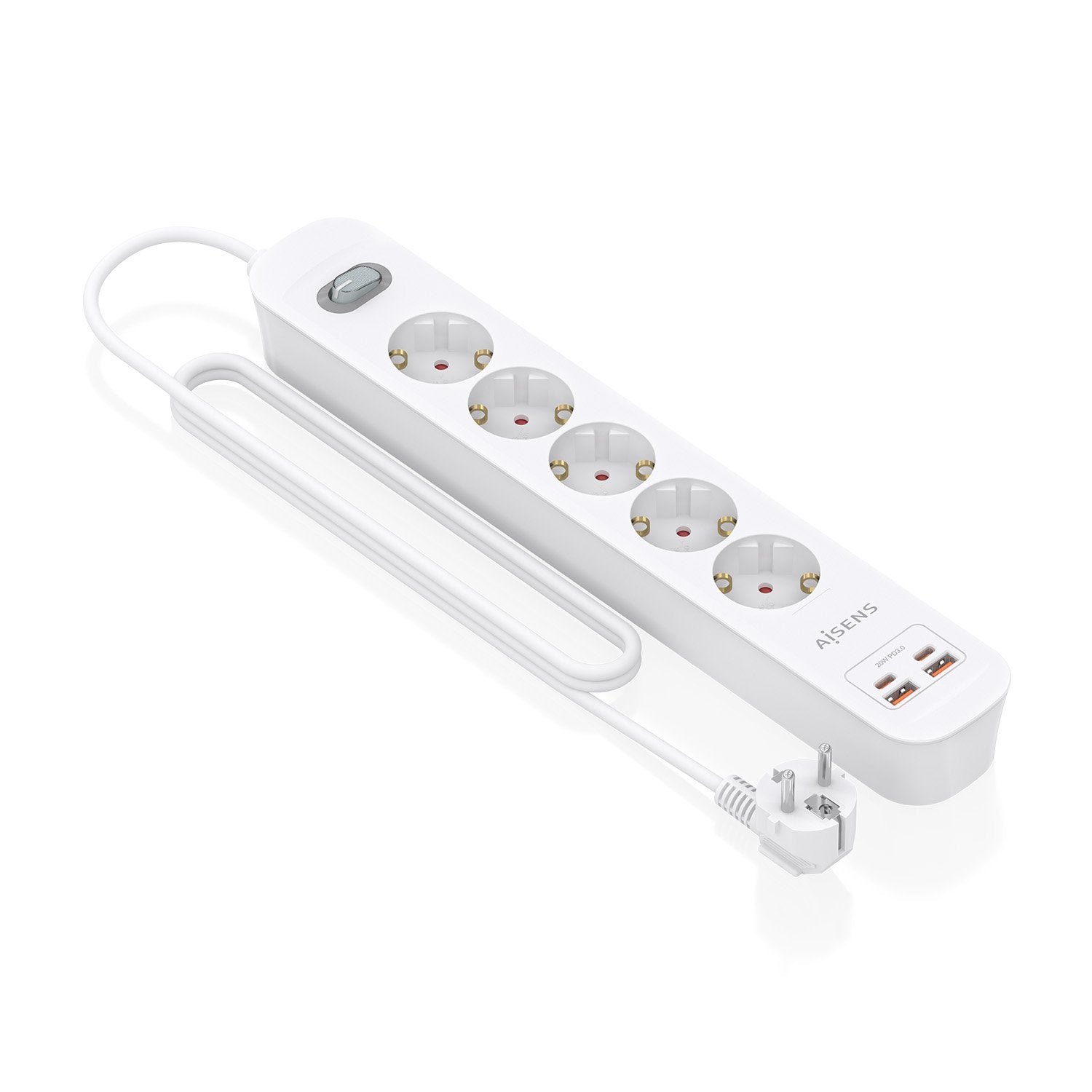 EAN 8435739904466 - AISENS ASPS-2A2C14-W base múltiple 1,4 m 5 salidas AC Interior imagen 2