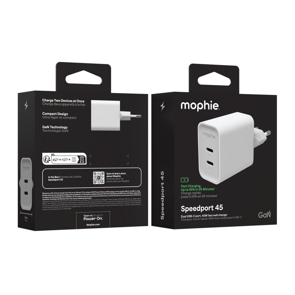 Zagg Mophie Fuente De Alimentación Gan 45w 2x Usbc 2026 Wei