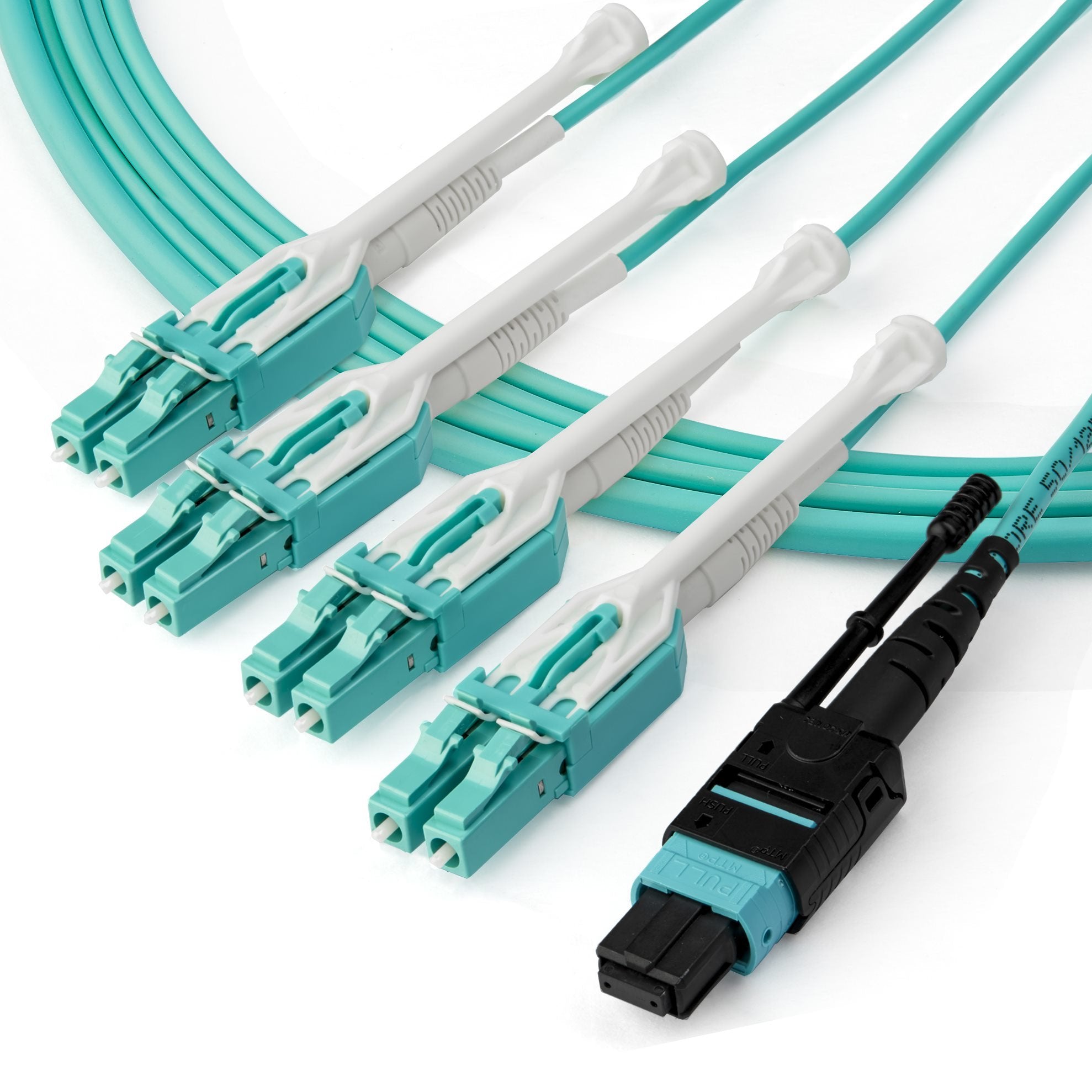 Startech.Com Mpo8lcpl3m Cable De Fibra Optica 3 M Mpo/Mtp 8x Lc Om3 Color Aguamarina