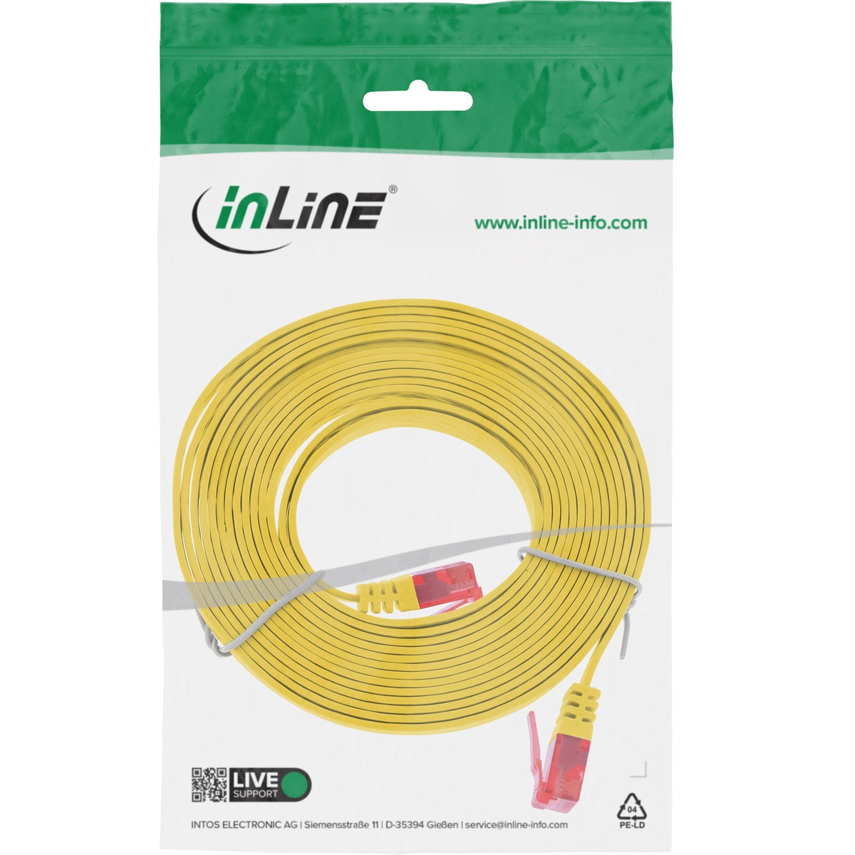 Inline Flat Ultraslim Cable De Red U/Utp Cat.6 Gigabit Ready Amarillo 3m