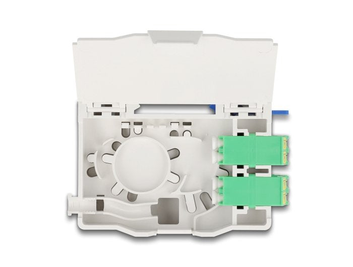 Delock 88098 Caja De Conexión De Fibra Óptica Para Carril Din Con Soporte De Empalme Y 4 X Acoplador Lc Duplex