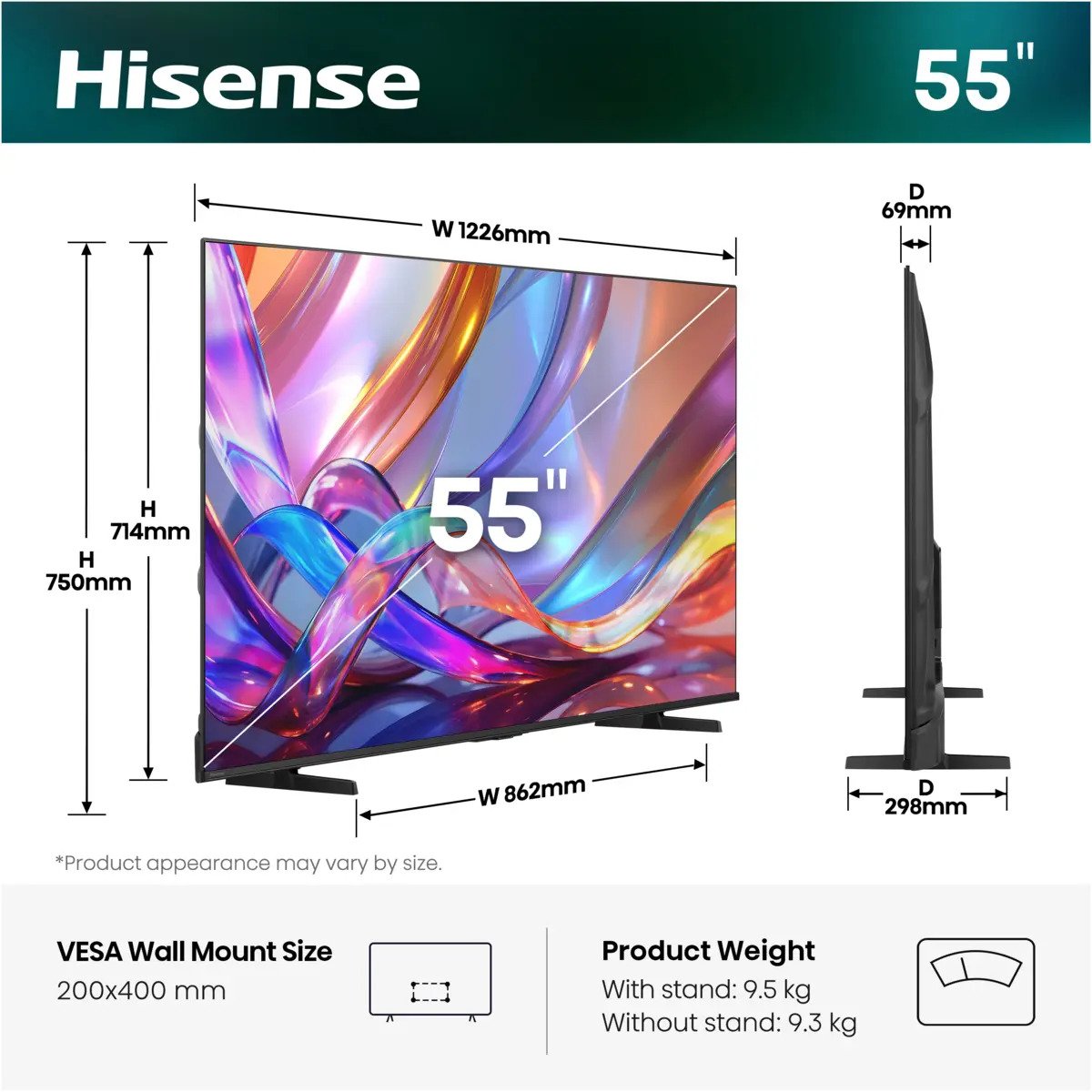 EAN 6942351431352 - Hisense 55E7S 139,7 cm (55") 4K Ultra HD Smart TV Wifi Negro 330 cd / m² imagen 2