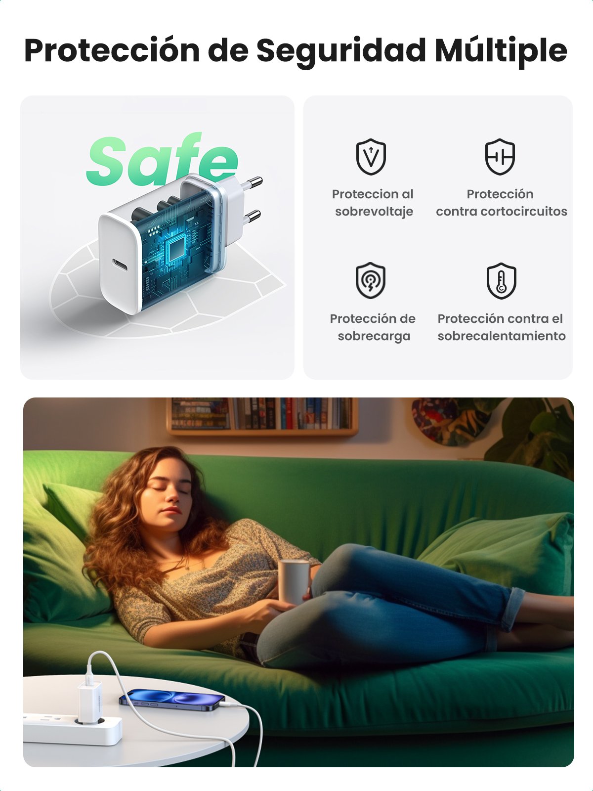 EAN 6957303864508 - Ugreen 60450 cargador de dispositivo móvil Universal Blanco Corriente alterna Carga rápida Interior imagen 8