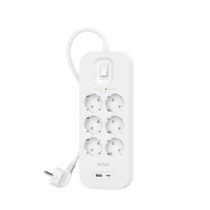 Regleta Belkin Surge Socket 6 Tomas, Usb-A+C, 650j.Srb002vf2m