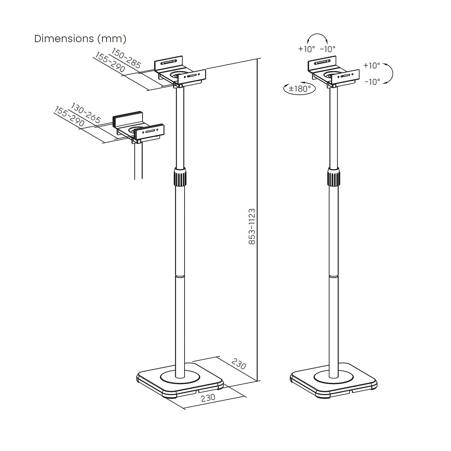 Aisens Soporte Universal De Suelo Giratorio E Inclinable Para Altavoces, Negro