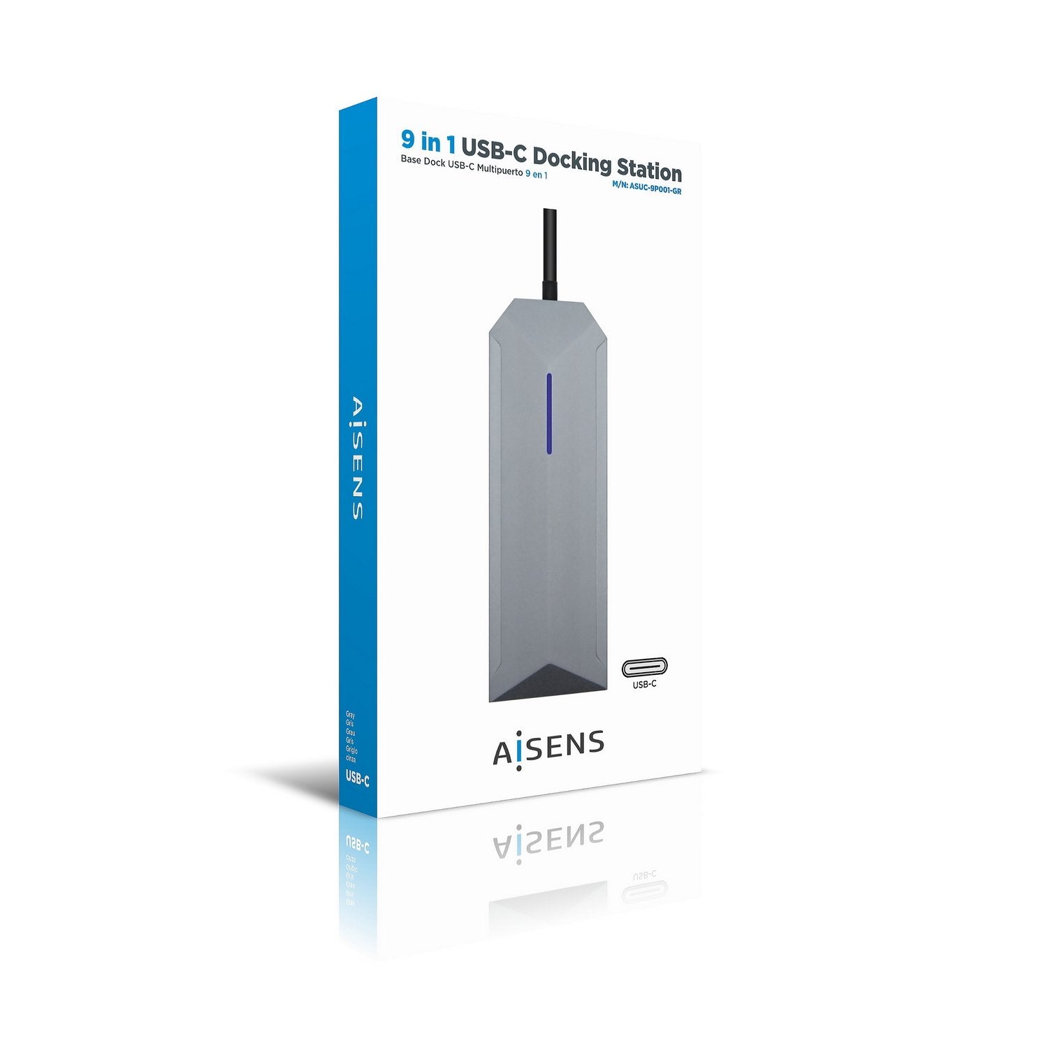 Aisens Dock 9 En 1 Hub Usb-C 3.0 Con 3x Usb-A 3.0, 1x Hdmi 1x Rj45