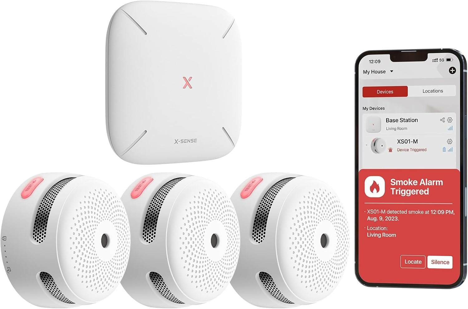 X-Sense Fs31 3 1 Rf-Rauchmelder-Set Mit Gateway (3×Xs01-M 1×Sbs50)