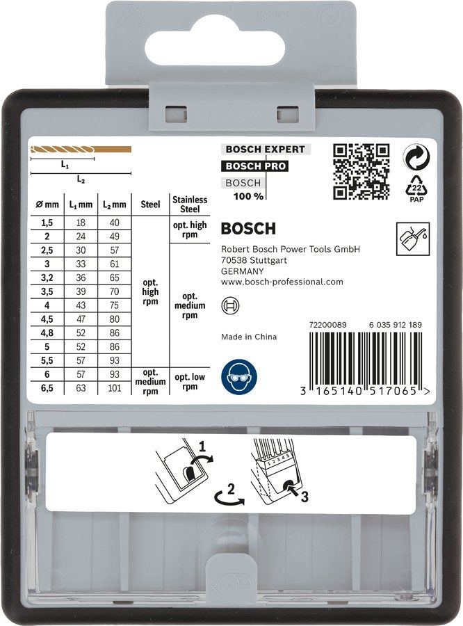 Bosch Juego De Brocas Para Metal Hss-Co Robust Line, 13 Piezas 2607019926