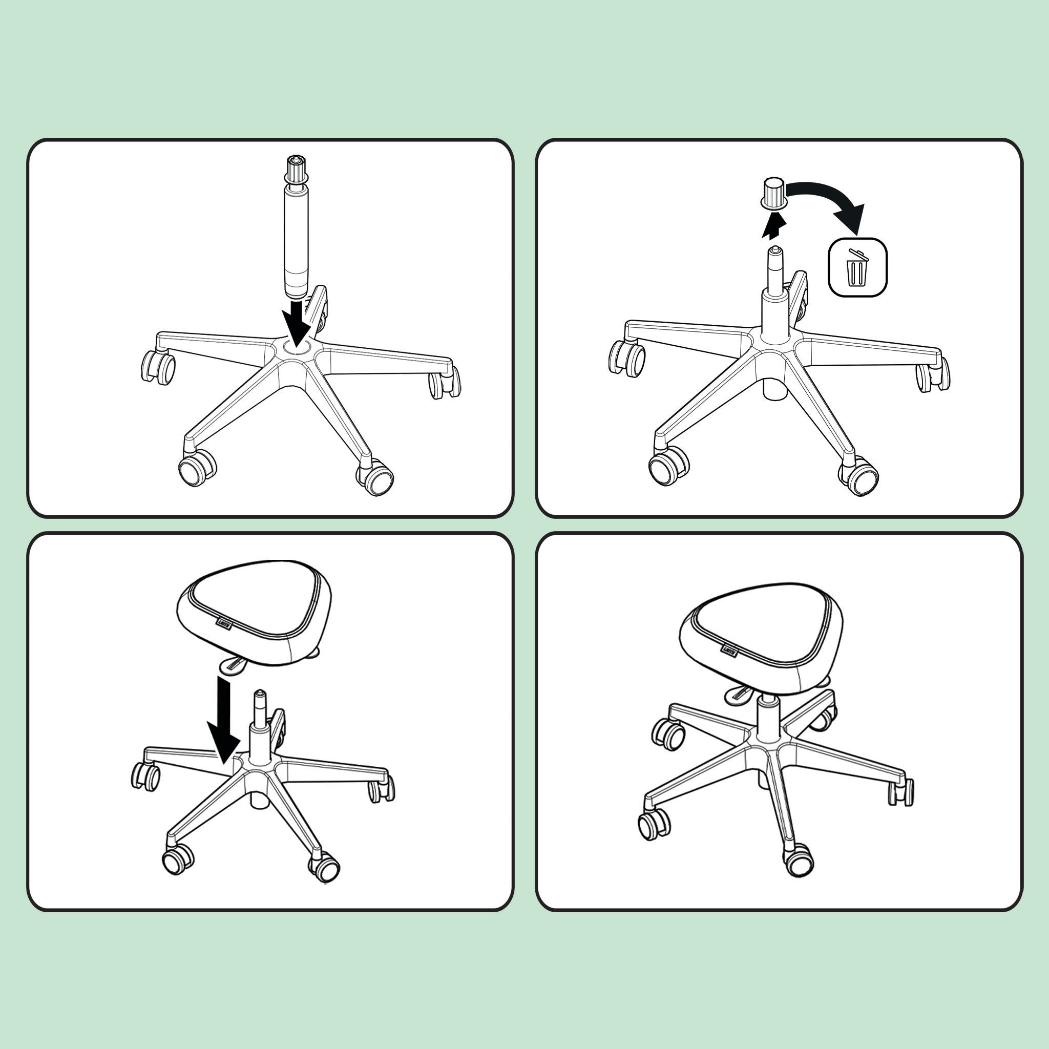 Leitz Ergo Active Sitting Stool W. Wheels&Wobble Comfort Seat Negro