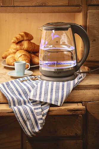 Hervidor De Agua Adler Ad 1286  2 L Gris, Transparente 2200 W