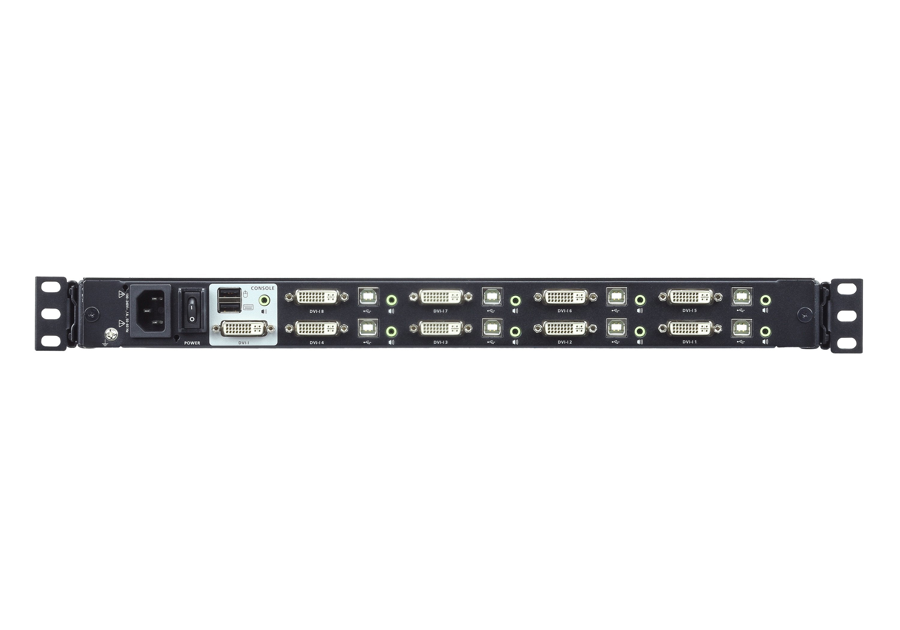 Consola Lcd Panorámica Single Rail Con Switch Kvm Integrado Dvi Usb De 8 Puertos