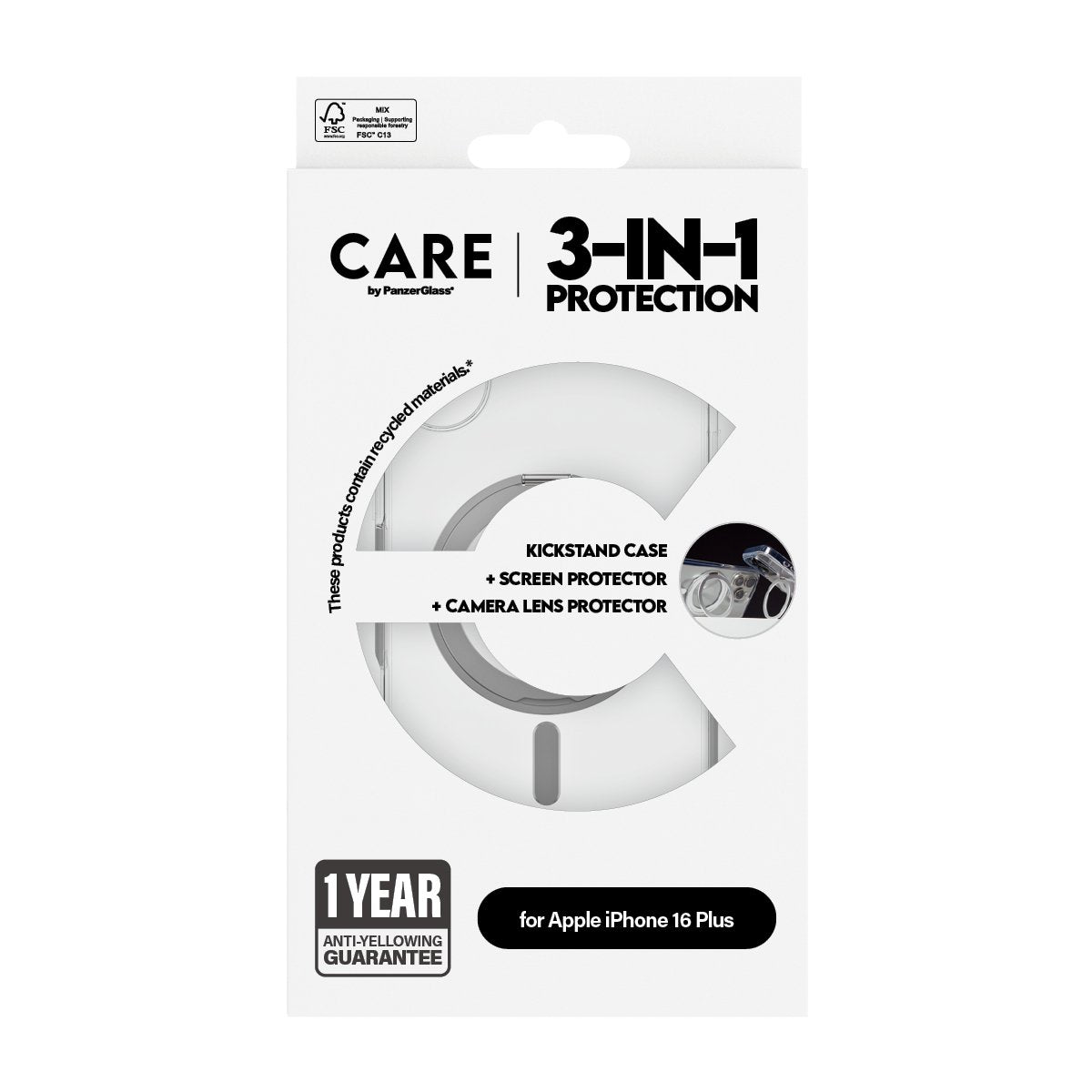 EAN 5715685004773 - PanzerGlass CARE™ by ® 3-in-1 Ceramic Bundle iPhone 16 Plus funda para teléfono móvil Transparente imagen 3
