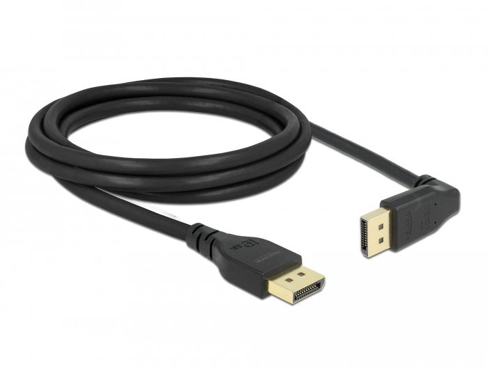 Cable Delock Displayport  Stecker Gerade Zu Stecker 90° Oben Gewinkelt 8k 60 Hz 2 M Ohne Einrastfunktion