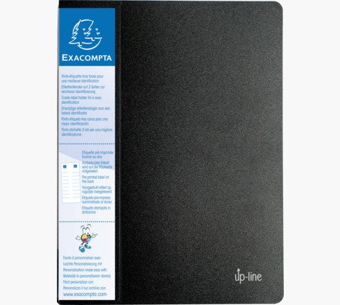 Exacompta Up Line Carpeta Con 60 Fundas A4 C/Porta-Etiquetas 3 Caras Pp Rígido Negro