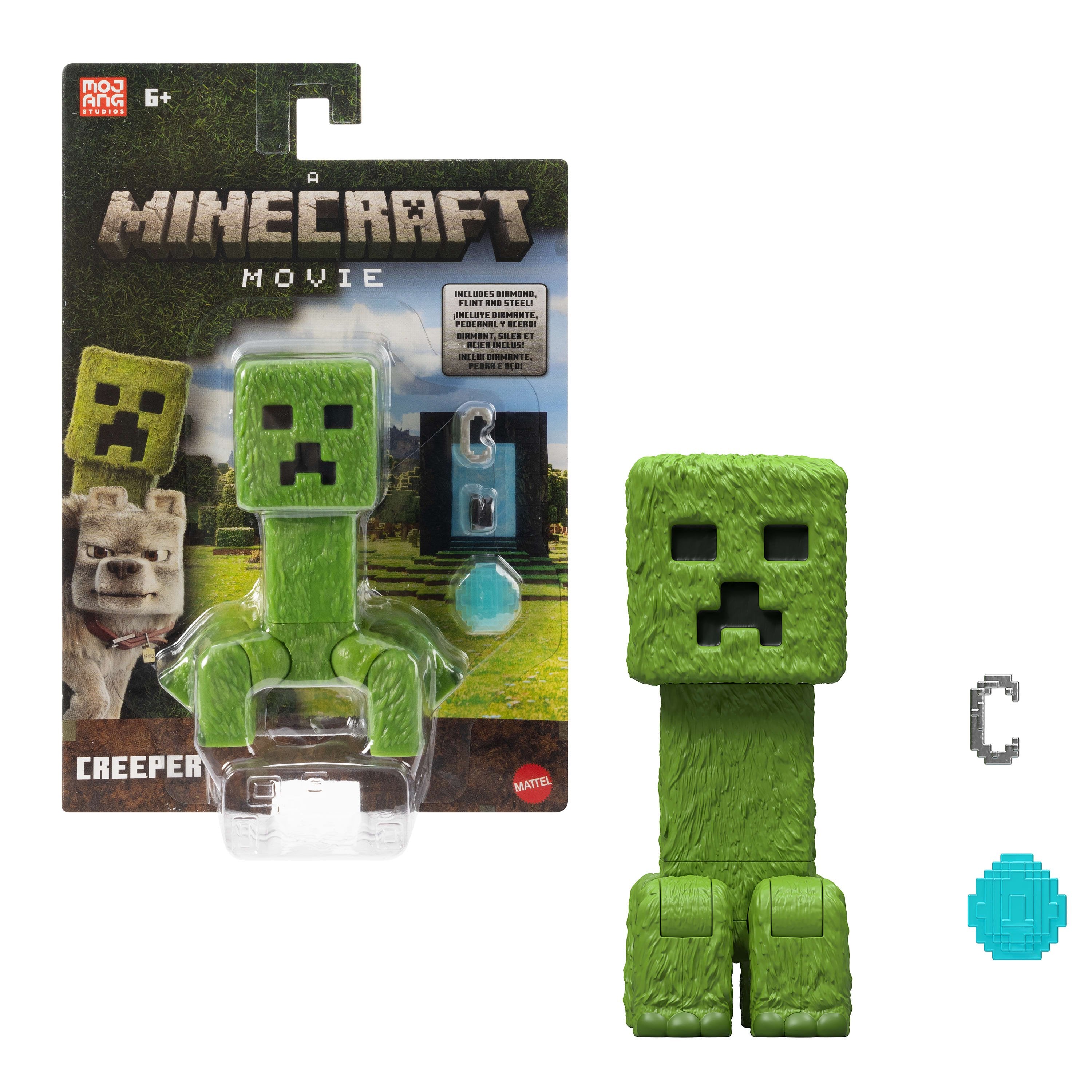 Mattel Minecraft Movie Creeper Action Figura Y Accesorios, Figura De Figura Conjunto De Figura De 10 Cm Jfr58