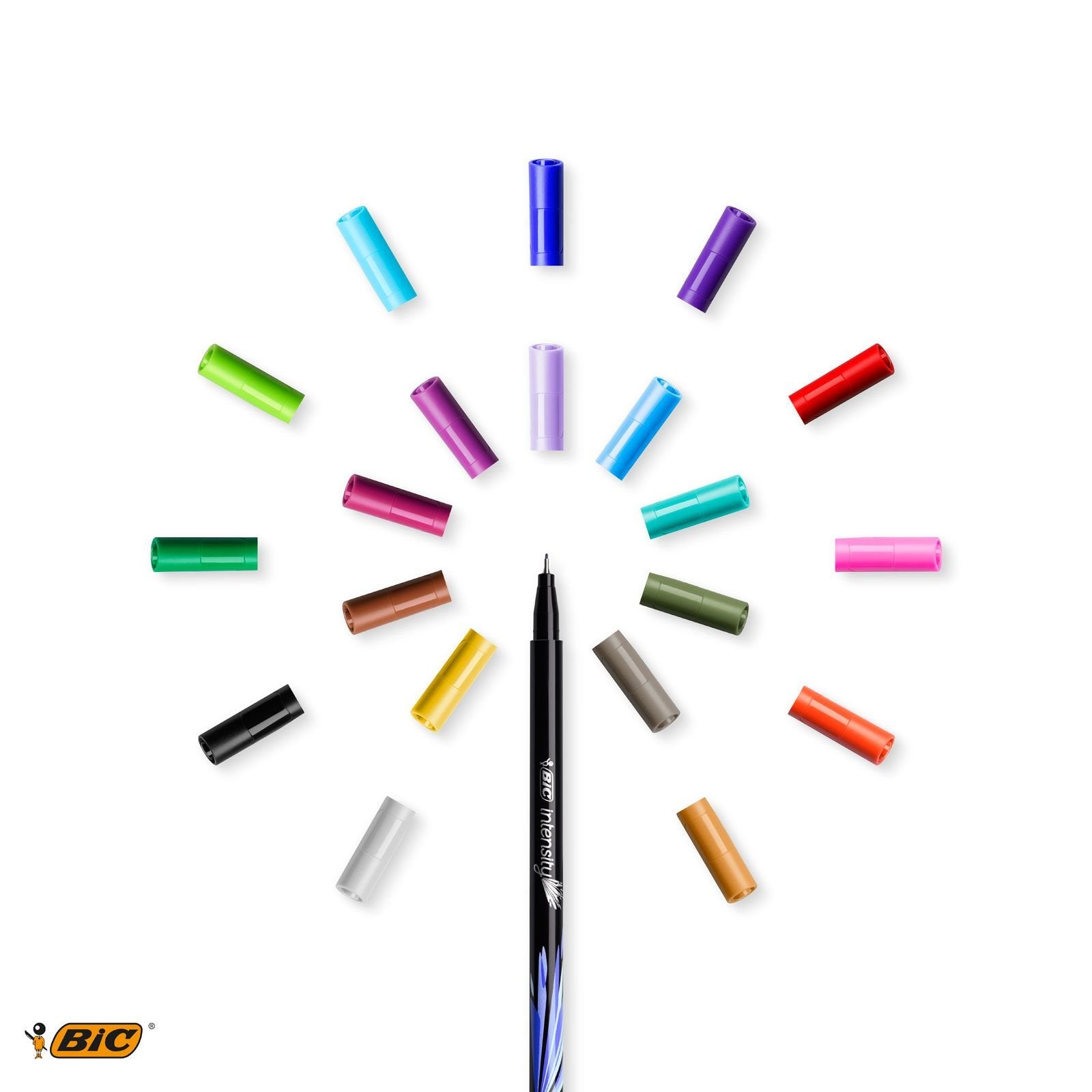Bic Intensity Fine Pack De 20 Rotuladores - Punta Fina De 0.8mm - Trazo De 0.4mm - Tinta Con Base De Agua - Colores Surtidos