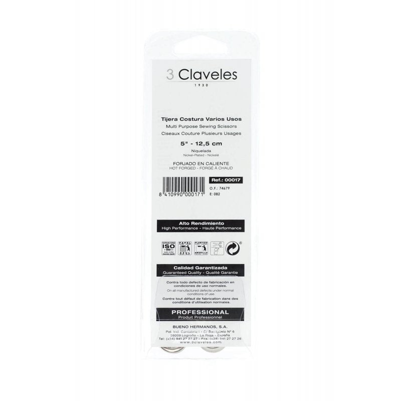 EAN 8410990000171 - 3 Claveles Multi Purpose tijera de costura 125 mm Acero inoxidable imagen 3