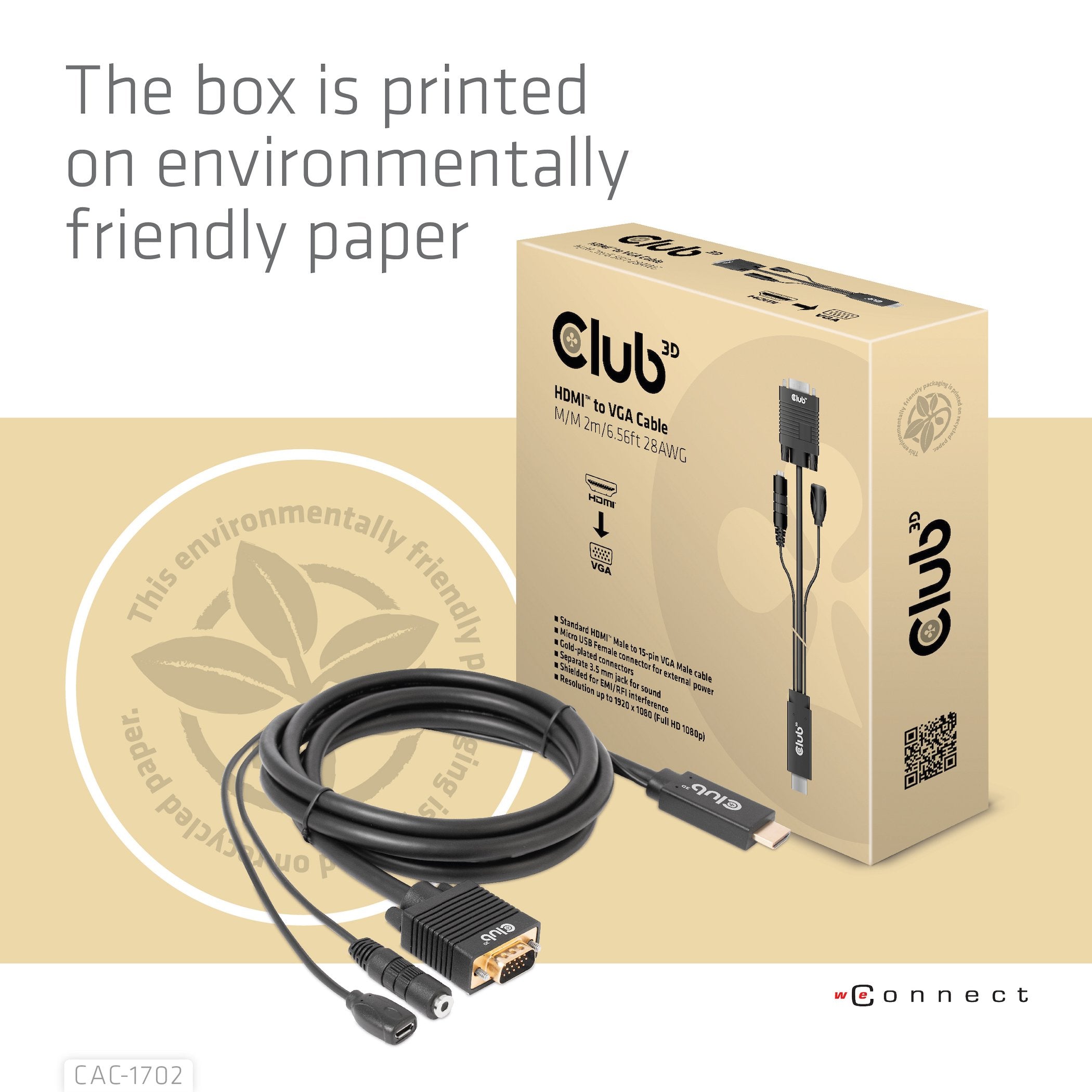 Cable Club3d Toma Hdmi+Micro Usb > Vga+3.5mm 2m Macho/Hembra Minorista