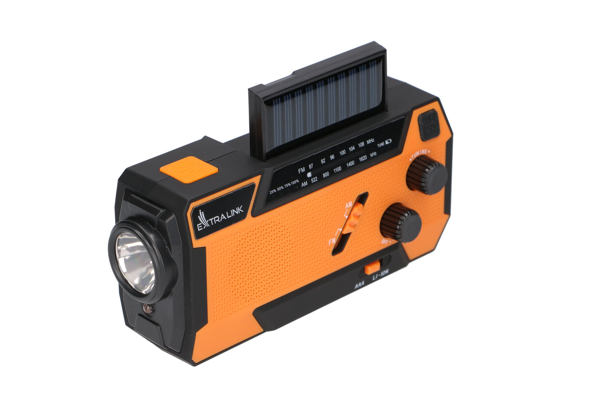 Extralink Radio Awaryjne Solarne Z Korbka Dynamo Powerbank 4000mah Z Latarka Sos Sr-4000