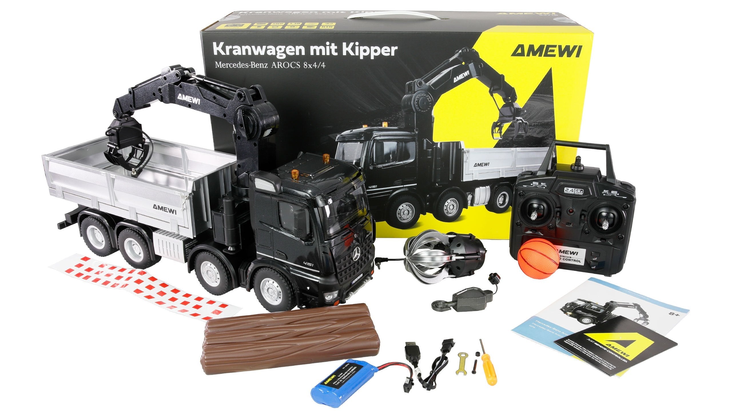 Amewi Mercedes Arocs Kranwagen M. Kipper 8x4 4 4wd 1:18 Rtr