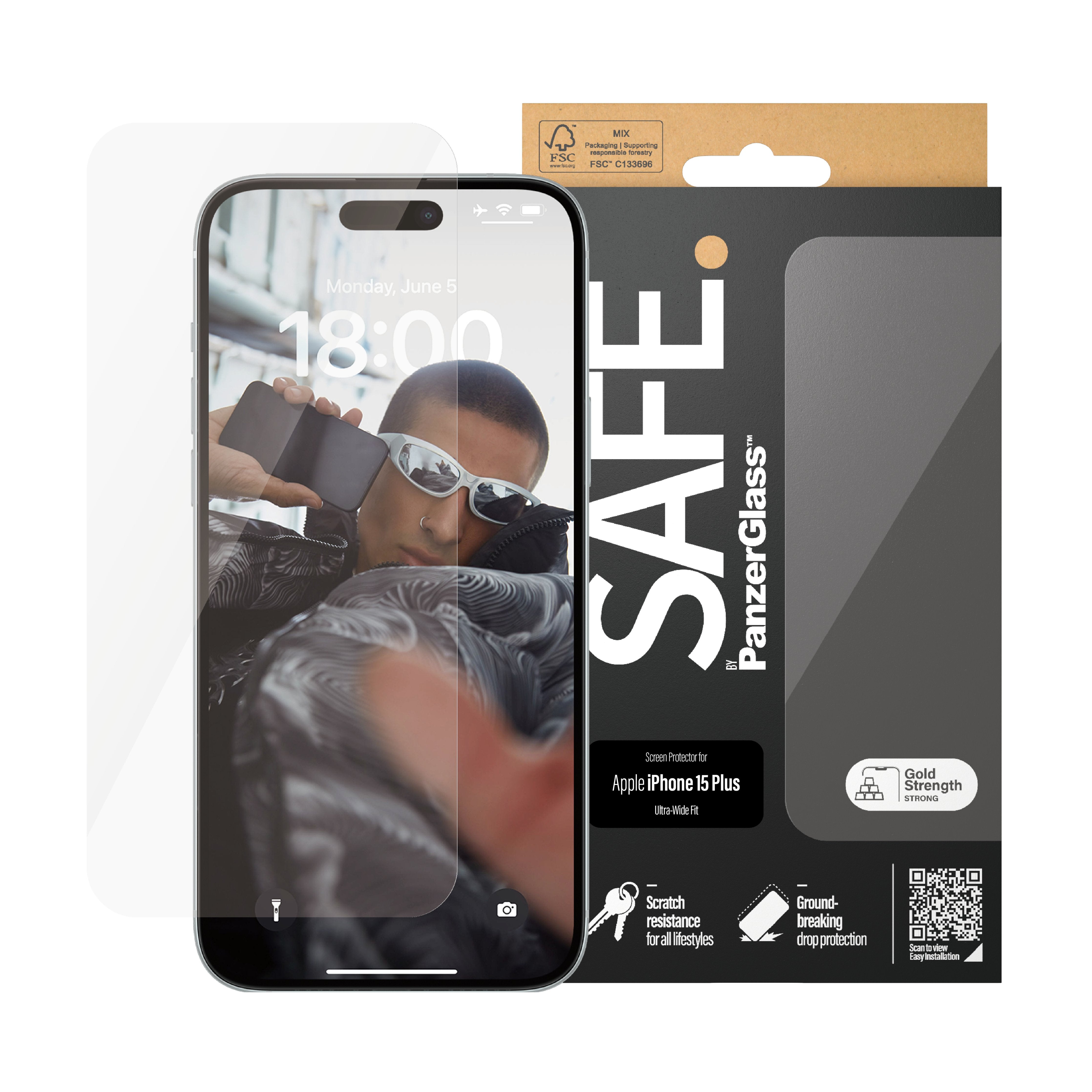 EAN 5711724955365 - PanzerGlass SAFE. by ® Screen Protector iPhone 15 Plus | Ultra-Wide Fit Protector de pantalla Apple 1 pie imagen 2