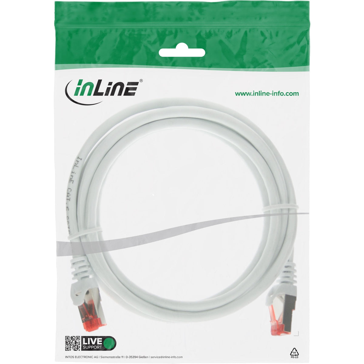 Cable De Red Inline S/Ftp Pimf Cat.6 250mhz Pvc Cobre Blanco 1m