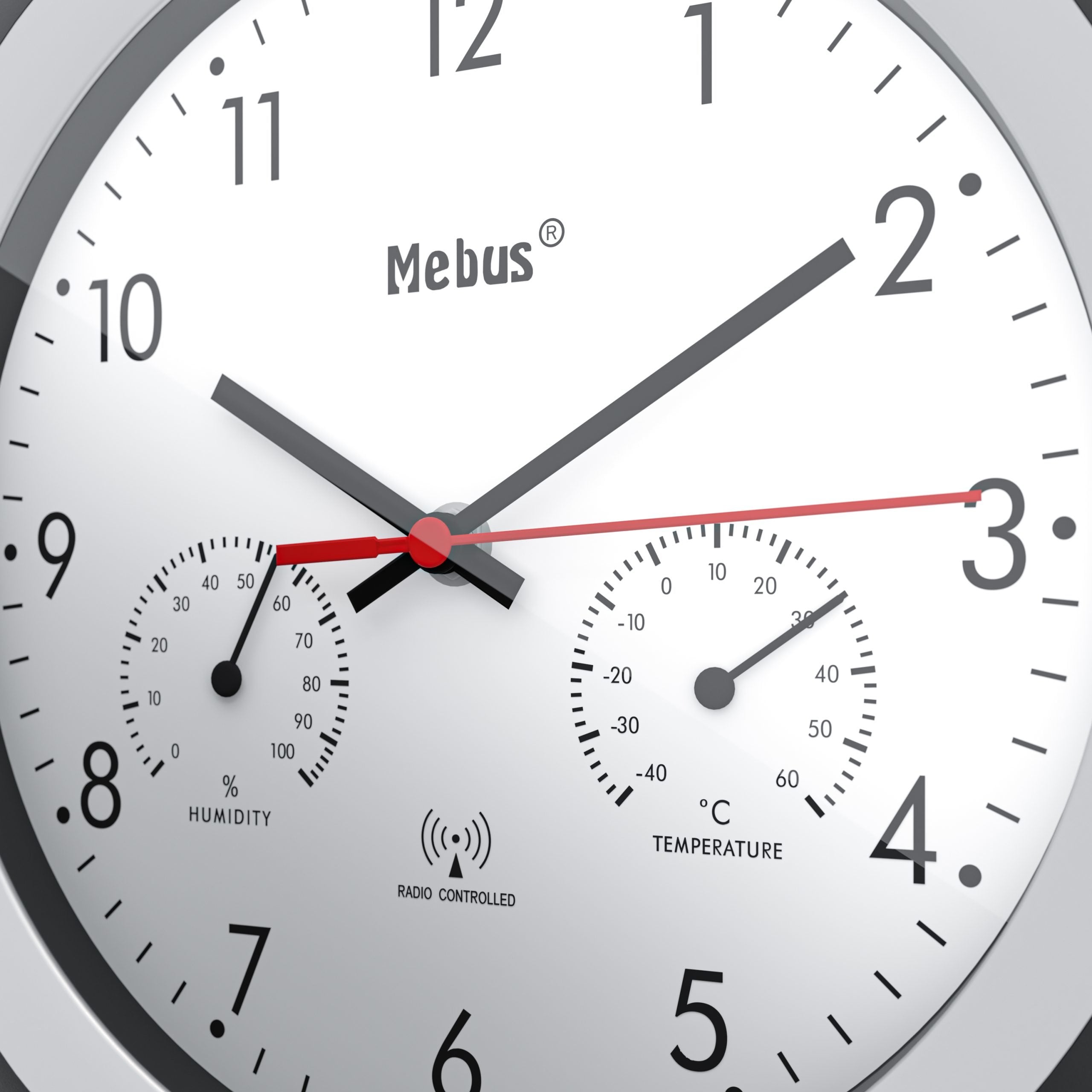 Mebus 19449 Reloj De Pared Reloj De Pared Digital Alrededor Negro, Blanco