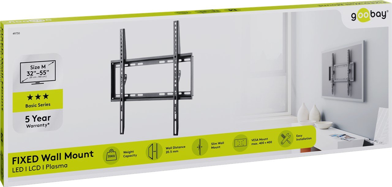 Soporte Tv/Mon Goobay Pared Negro Fixed M Soporte Tv/Mon