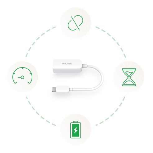 Adaptador Usb Tipo-C Rj45 D-Link Dub-E250 2500 Mbps