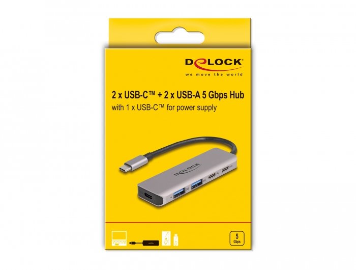 Delock Usb 5 Gbps 2 Port Usb Tipo-C Y 2 Port Typ-A Hub