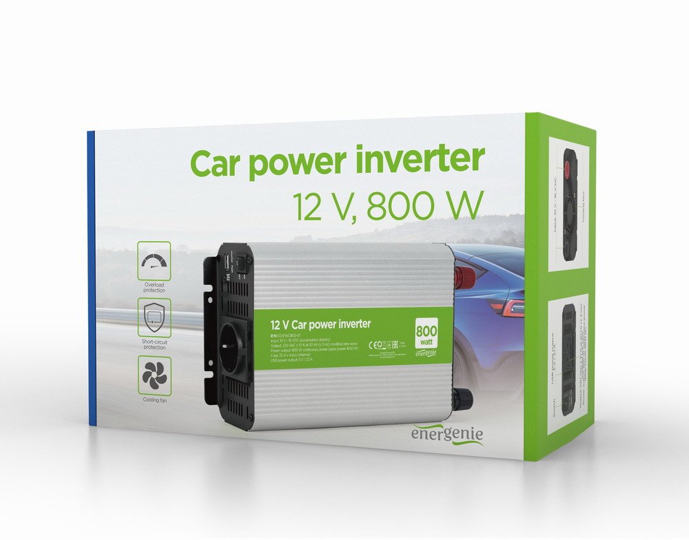 EAN 8716309119443 - Gembird EG-PWC800-01 adaptador e inversor de corriente Auto 800 W Gris imagen 4