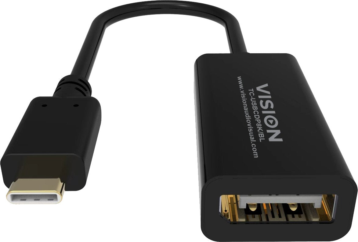 Vision Adaptador De Vídeo Usb-C Macho A Displayport Hembra 15 Cm Negro Admite 8k60hz (7680 X 4320)