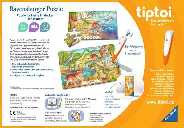 Rompecabezas Tiptoi De Ravensburger Para Pequeños Exploradores: Dinosaurios