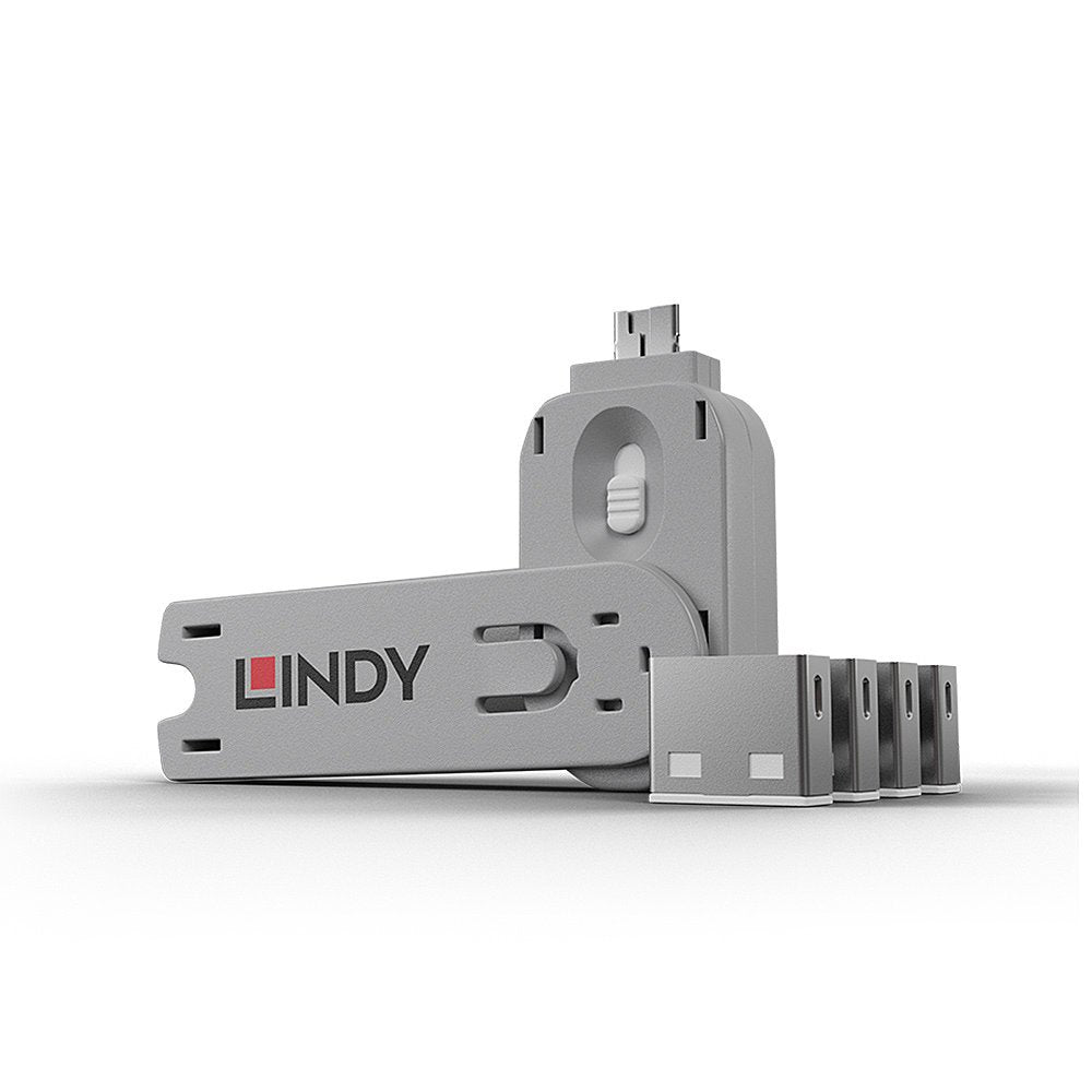 Lindy 40454 Bloqueador De Puerto + Clave Usb Tipo A Blanco 5 Pieza(S)