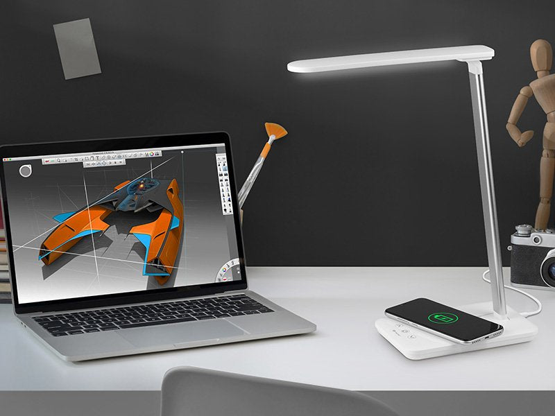 Lámpara De Escritorio Led Tracer Luna Con Cargador Inalámbrico 10w