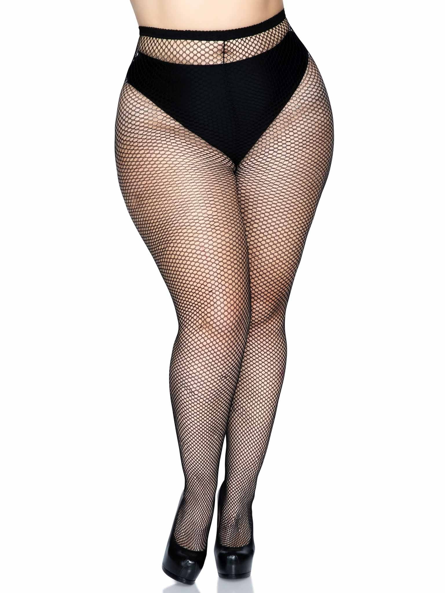 Leg Avenue - Medias En Red Negro Talla Grande