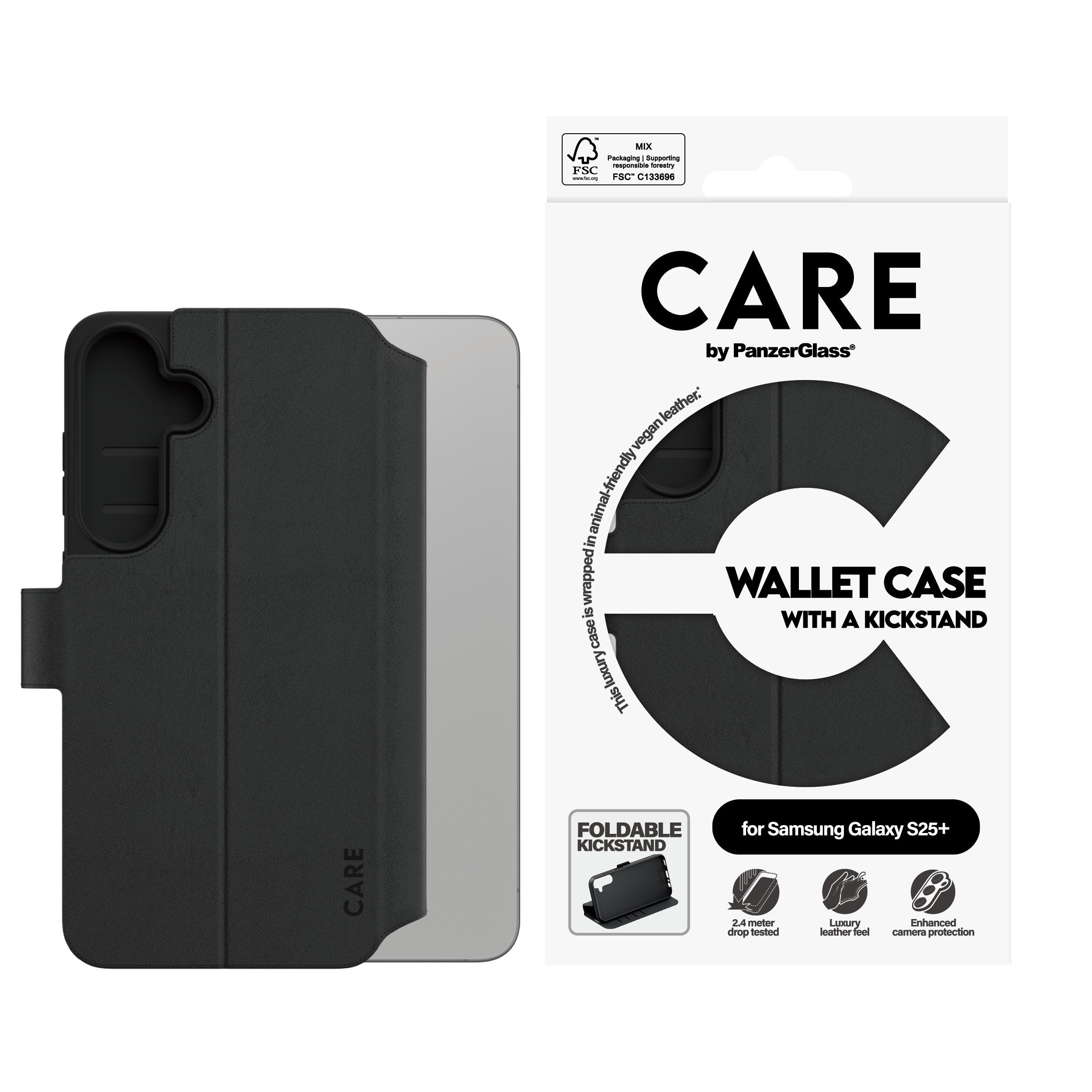 EAN 5715685016677 - PanzerGlass CARE™ by ® Wallet Case w. Kickstand Samsung Galaxy S25+ funda para teléfono móvil Negro imagen 3