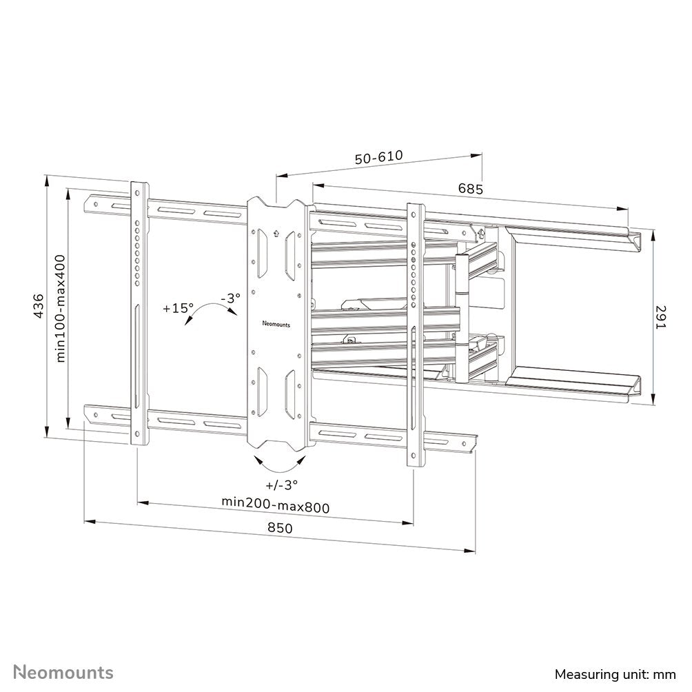 Neomounts Select Screen Wall Mount (Full Motion, 3 Pivots, Vesa 800x400) (Wl40s-850bl18)