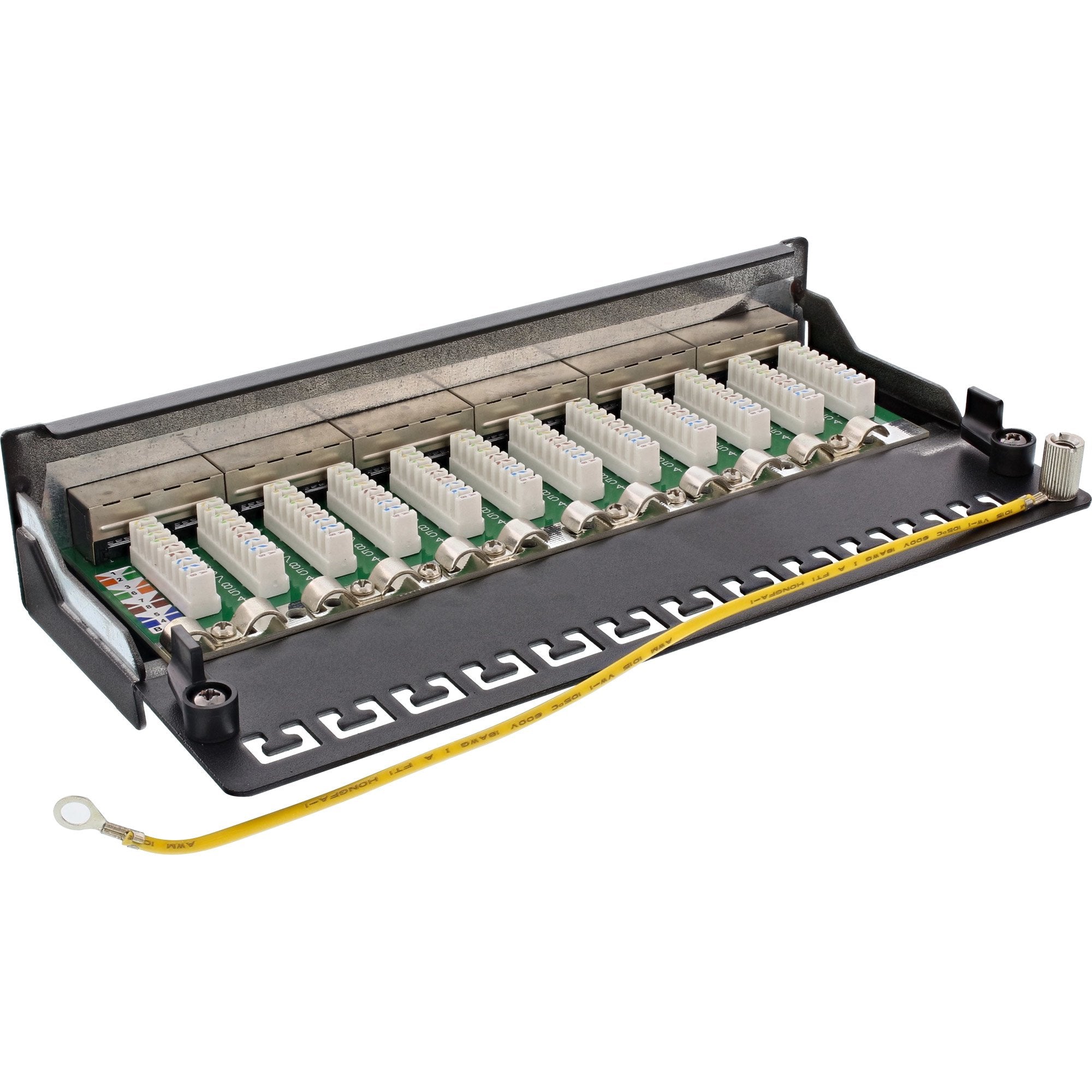 Inline Patch Panel Cat.6a Montaje De Mesa/Pared 12 Puertos Negro Ral9005