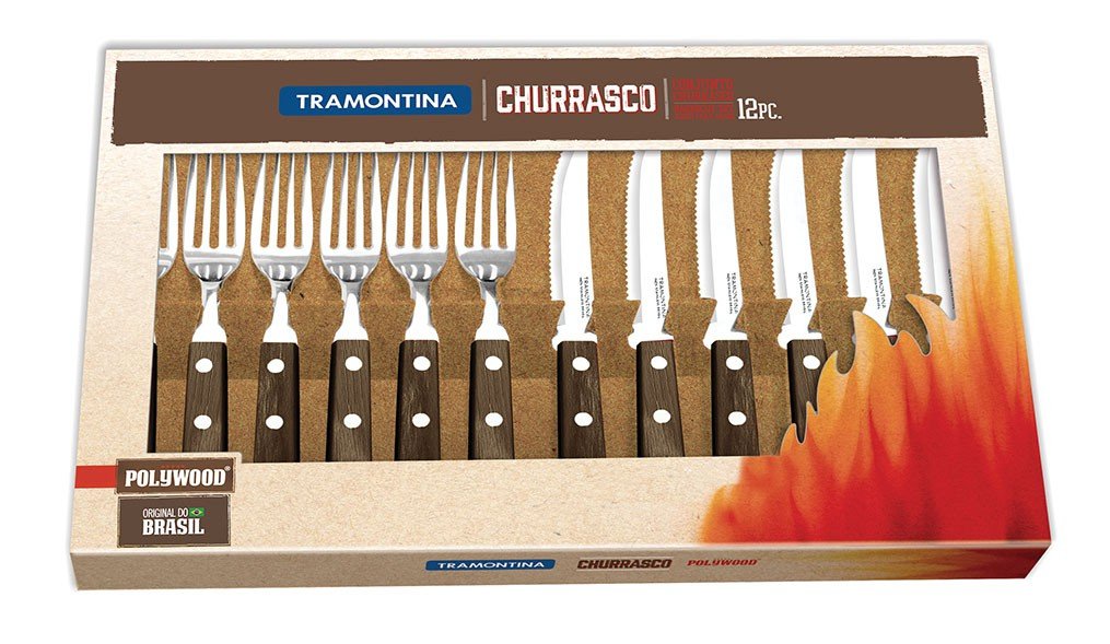 Juego Para Asado Fsc Polywood Castaño 12 Piezas