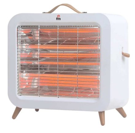 Estufa De Cuarzo Pie 700w Anti-Vuelco Ev-700, Blanco, 35 X 11 X 31 Cm
