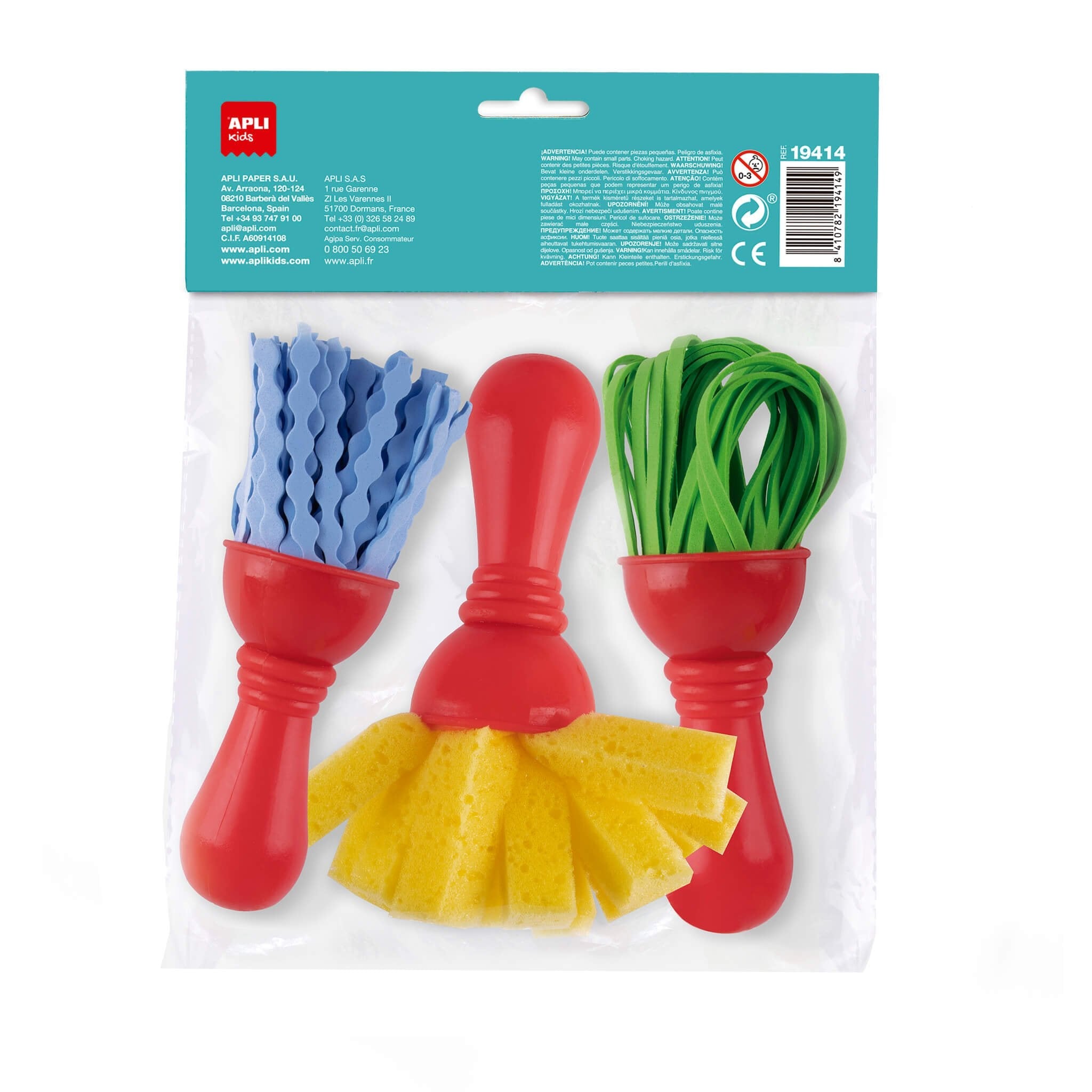 Apli Pinceles Paint&Fun Maxi Goma Eva Y Esponja Paint & Fun Bolsa De 3 C/Surtidos