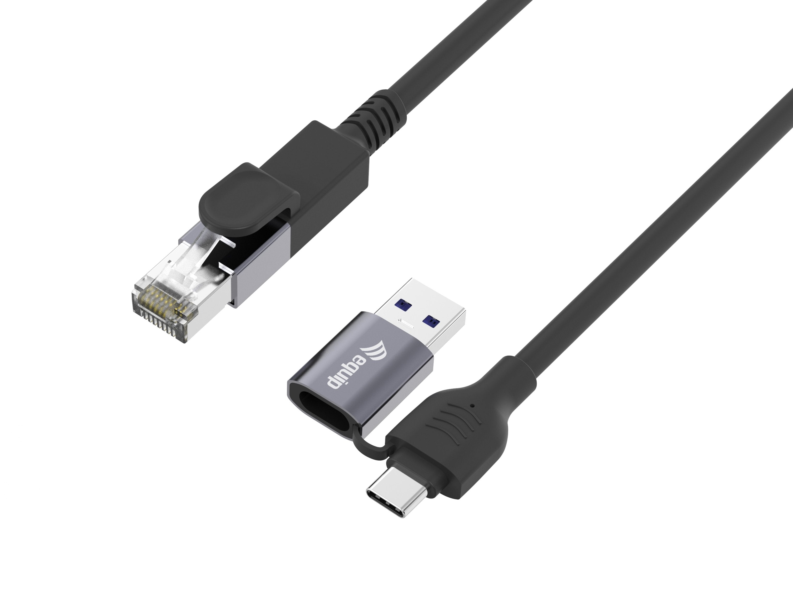 Cable Adaptador De Red Equip Usb-C + A A Rj45 Gigabit Ethernet 5.0m Negro