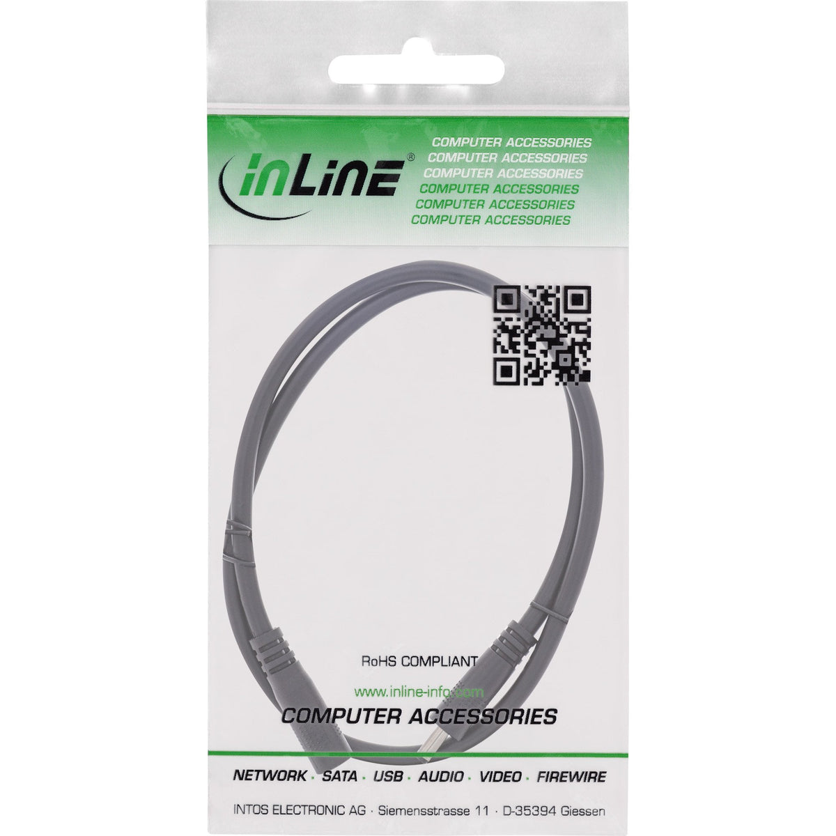Inline® Dc Extensión Cable, Dc Male/Female 3.5x1.35mm, Awg 18, Negro 0.5m