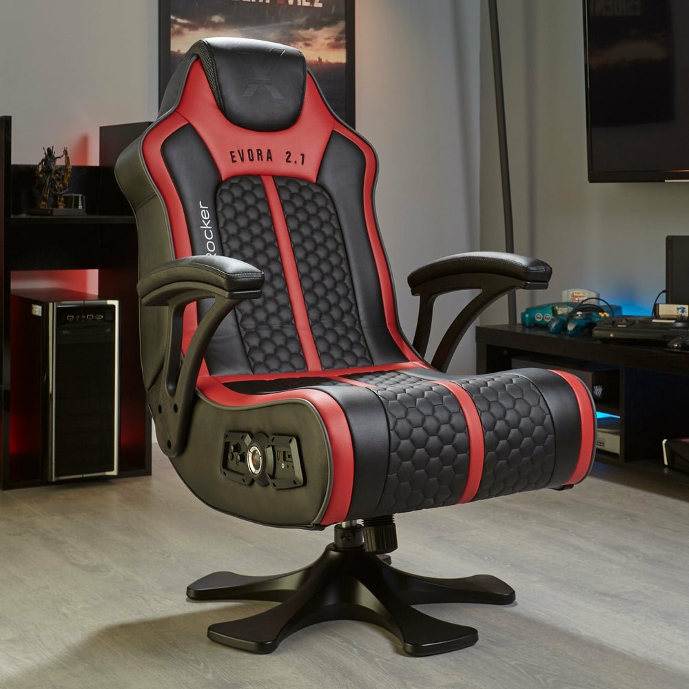 EAN 0094338200140 - X Rocker 2020014 silla para videojuegos Silla gaming Asiento acolchado Negro, Rojo imagen 1