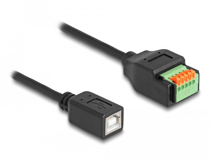 Adaptador Usb 2.0 Delock, Conector Usb-B > Bloque De Terminales De 5 Pines Negro, 15 Cm