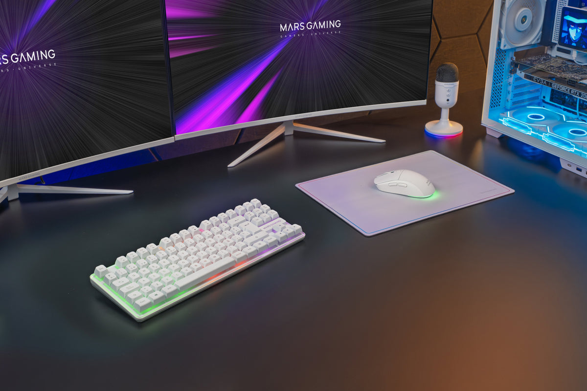Pack Gamer 3en1 (Calvier/Ratón/Tapis) Mars Gaming Mcpwtkl (Blanco)