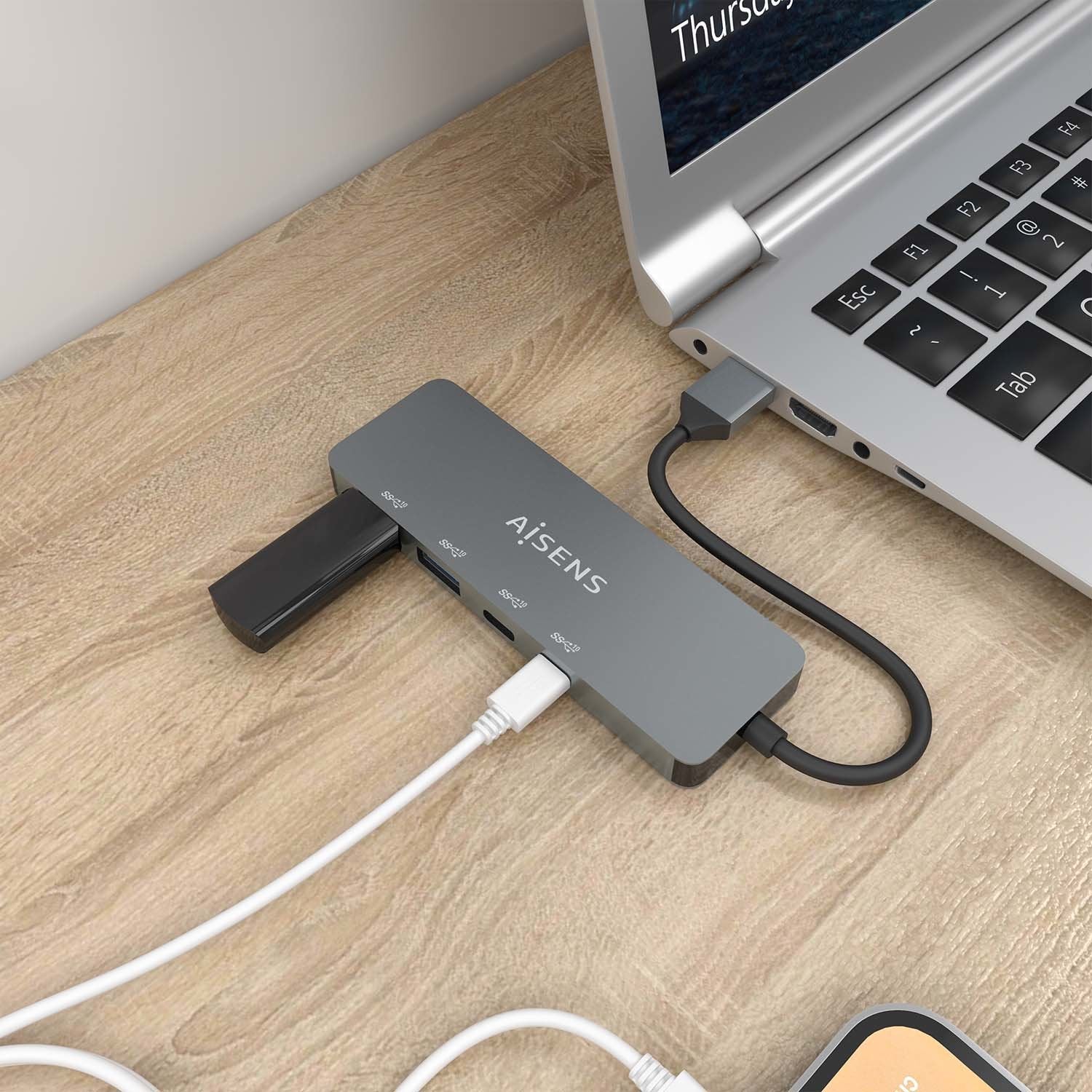Aisens Hub Usb 3.2 Gen2 10g Usb-A, Usb-A/M-2xusb-C/H-2xusb-A/H, Gris, 15cm